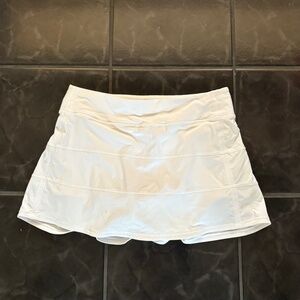 LULULEMON tall white pace rival athletic skort with built in shorts and pockets